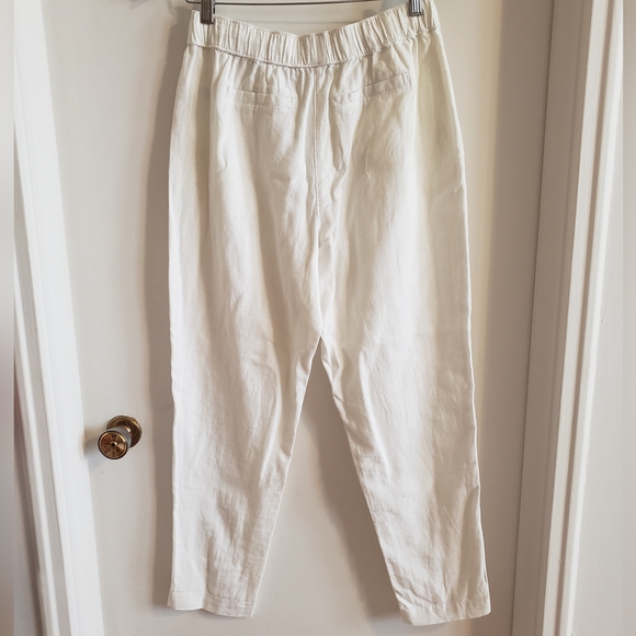 Per se White Lounge Pants Drawstring Elastic Waist Two Deep Pocket Woman Medium - Picture 2 of 12